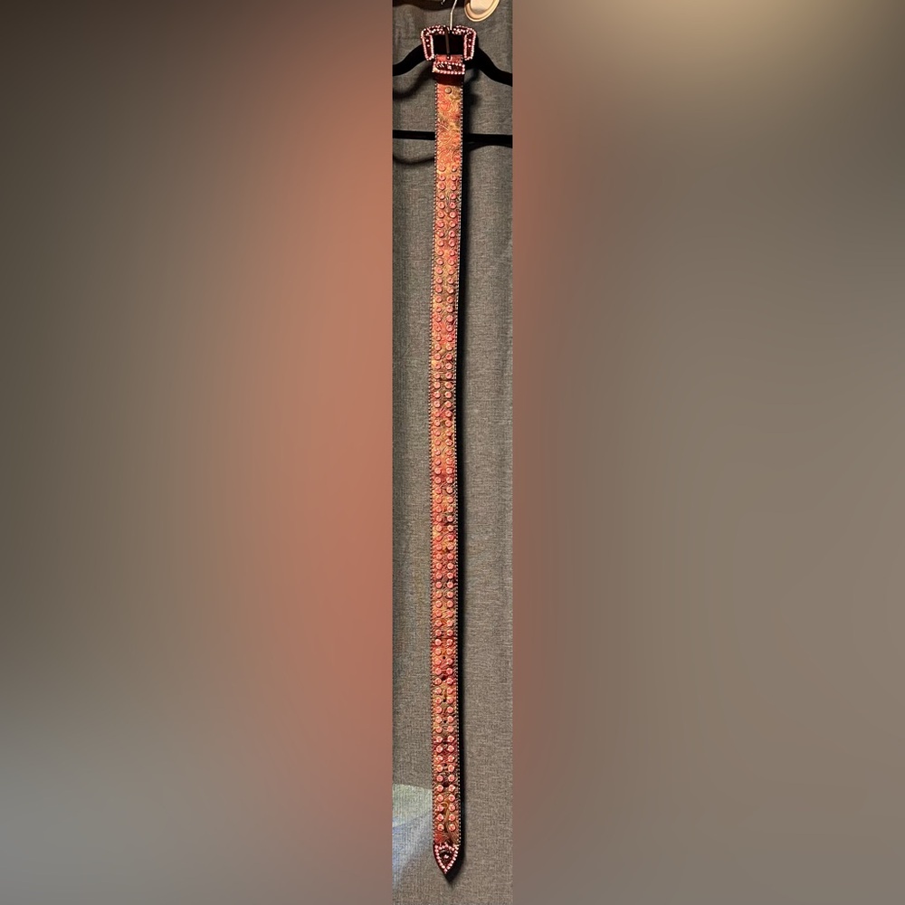 Vintage Pink Rhinestone Belt-L